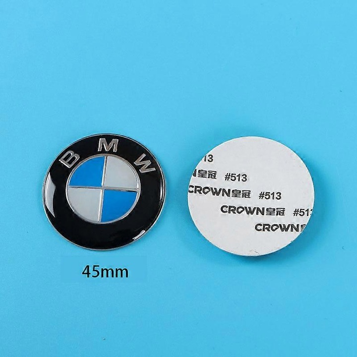 Autocolant emblema volan BMW, aluminiu, 45mm, multicolor