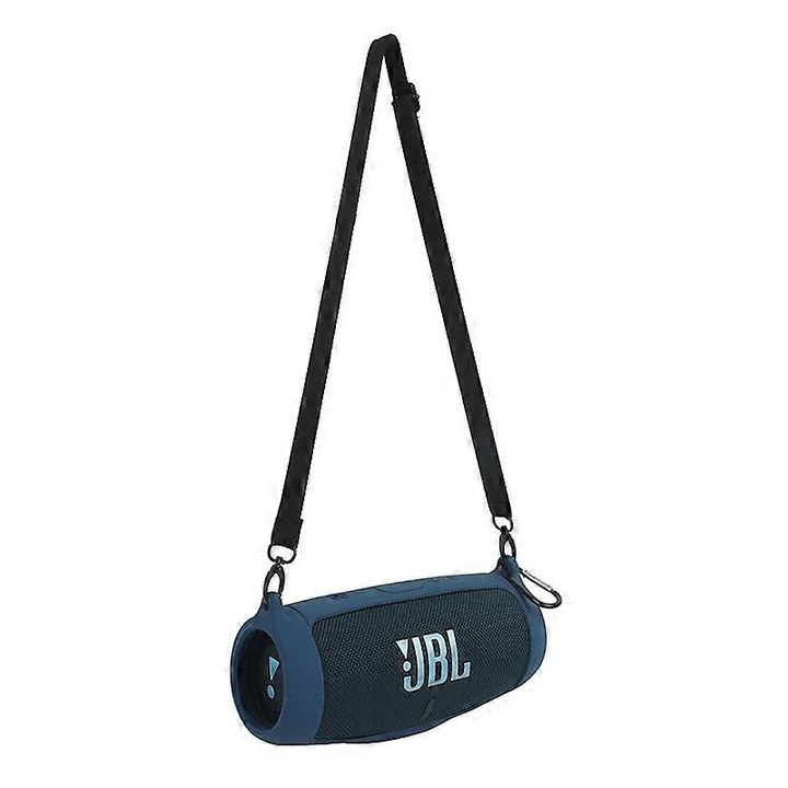 Szilikon tok JBL Charge 5 Bluetooth hangszóróhoz, ütésálló védelem, vállpánttal és karabinerrel, szürke, 23x9x10,5cm