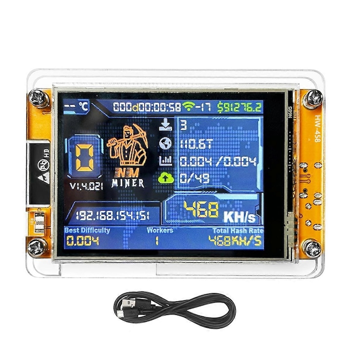 Miner de loterie BTC solo, 468KH/s, USB, PCB+Plastic, set complet