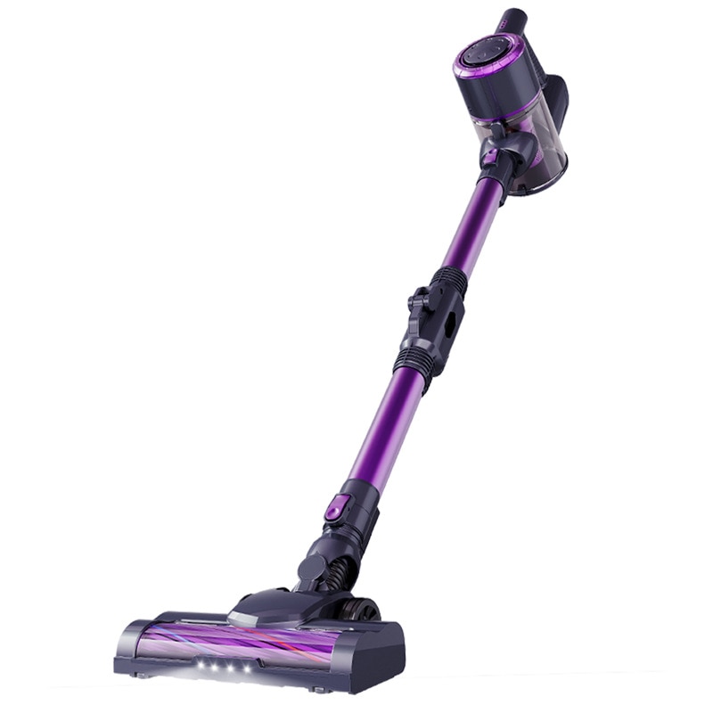 Aspirator fara fir, 120W, cutie de praf de 1, 2L, putere de aspirare de 12KPa, far LED, rotatie flexibila, 3600mAh, reincarcabil, negru si violet