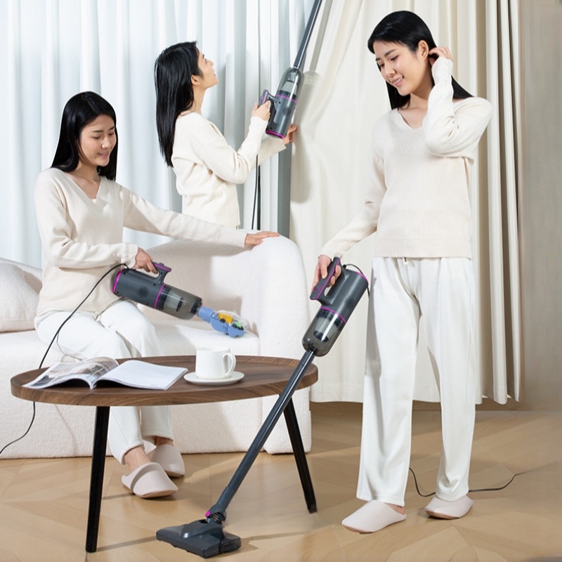 Aspirator fara fir, 120W, reglare cu 2 viteze, putere de aspirare 12KPa, rotatie flexibila, 8000mAh, reincarcabil, 255x135x915mm, negru si violet