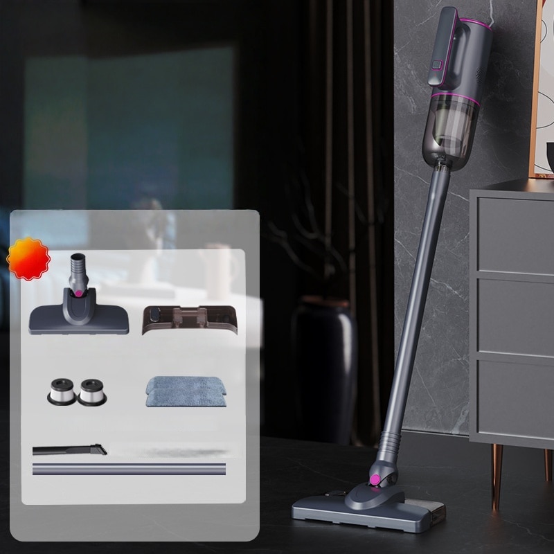 Aspirator fara fir, 120W, reglare cu 2 viteze, putere de aspirare 12KPa, rotatie flexibila, 8000mAh, reincarcabil, 255x135x915mm, negru si violet