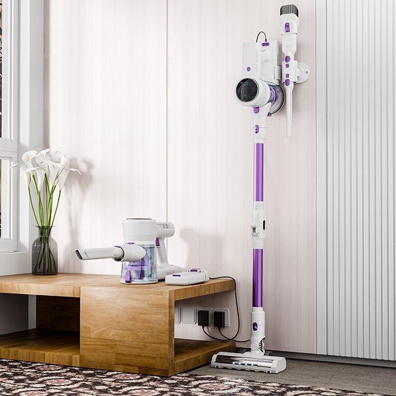 Aspirator fara fir, 350W, far LED, tub pliabil, putere de aspirare 27KPa, curatare eficienta, potrivit pentru diverse suprafete de podea, violet