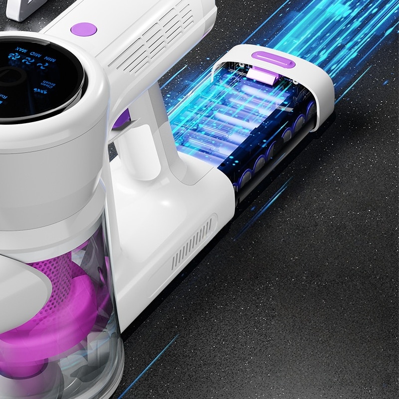 Aspirator fara fir, 350W, far LED, tub pliabil, putere de aspirare 27KPa, curatare eficienta, potrivit pentru diverse suprafete de podea, violet