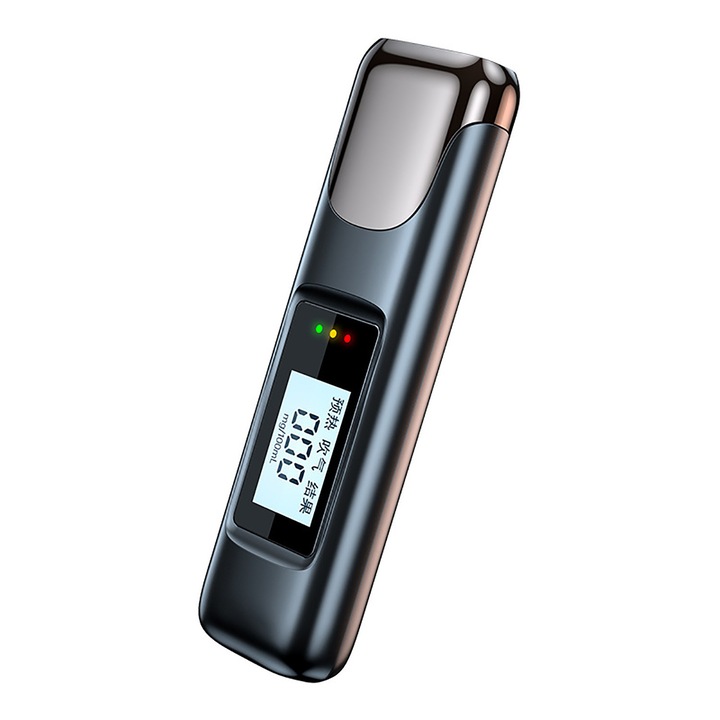 Félprofi alkoholszonda, LCD kijelző, fekete, 9.6x2.8x1.5cm, USB Type-C kábellel és használati útmutatóval