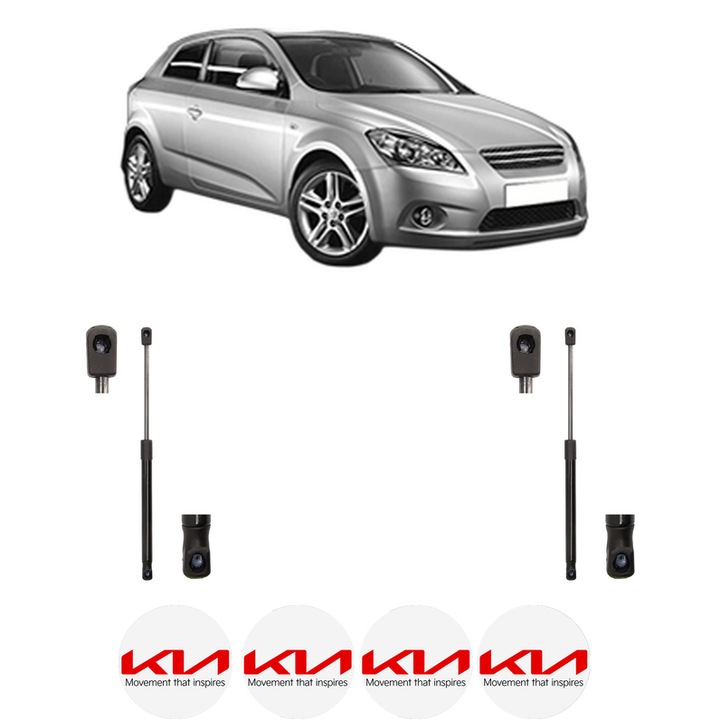 Set amortizoare portbagaj haion pentru KIA CEE'D Hatchback (ED) din 2006-2012, 2 bucati, MAGNUM TECHNOLOGY, 4 stickere auto KIA