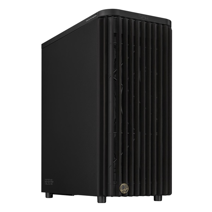 Кутия за компютър Asus ProArt PA401 Wood Edition, преден панел от дърво, дизайн с вертикални ламели, черна
