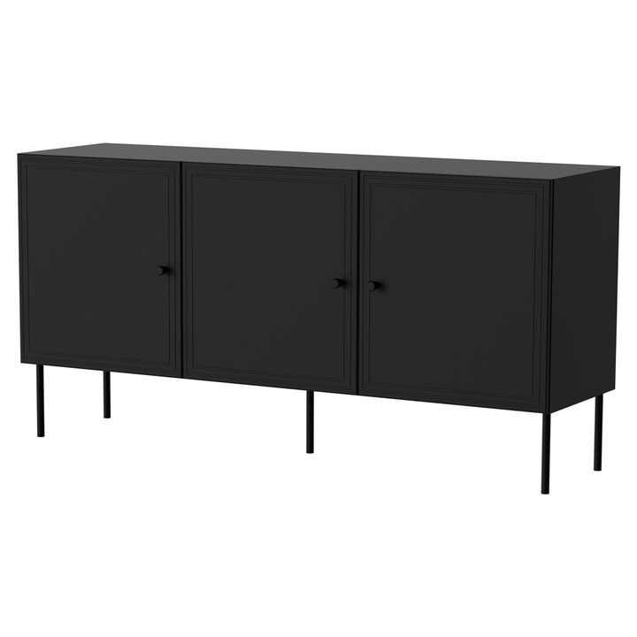 Comoda Cama MEBLE Palazzo, 3D, negru mat, 151x40x75cm