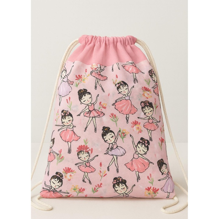 Saculet gradinita, model balerine roz