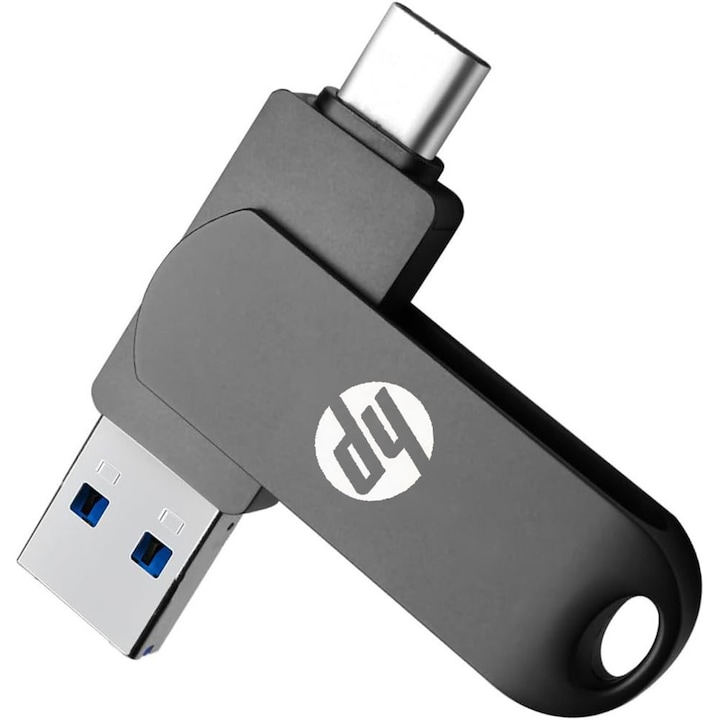 Stick USB 1TB HP, USB 3.0, design 2-in-1, negru, dimensiuni 65x19x9mm