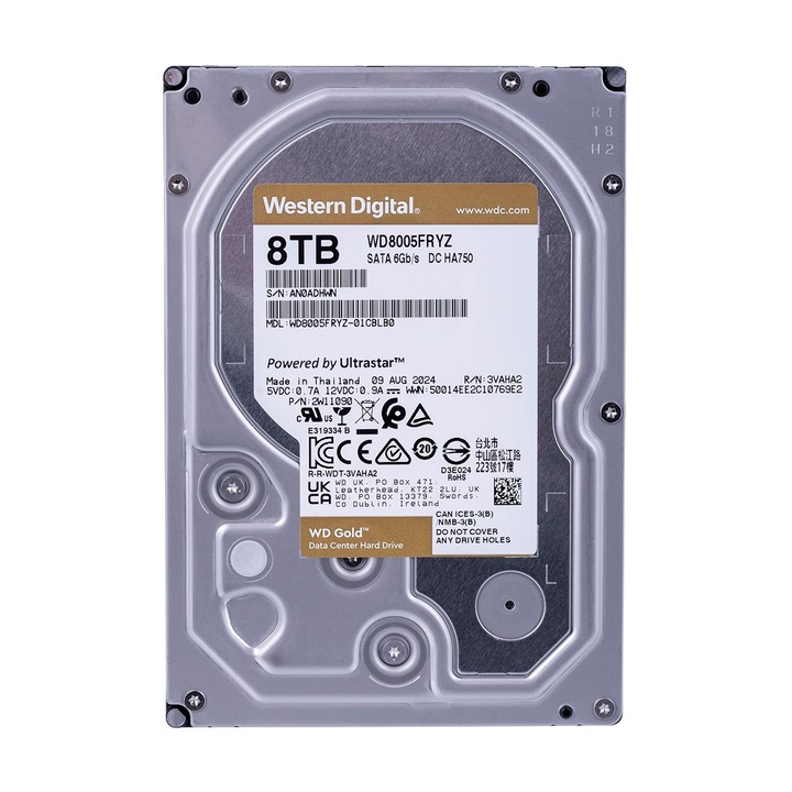 Merevlemez, 3,5 hüvelykes, WD, DC HA750, 8 TB, SATA