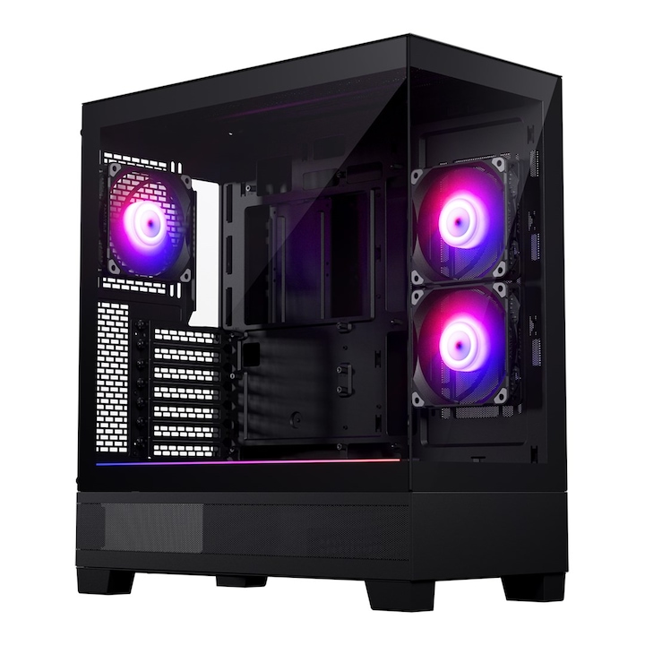 Carcasa Phanteks XT View Windows D-RGB, neagra, Midi Tower, sticla securizata, iluminare RGB
