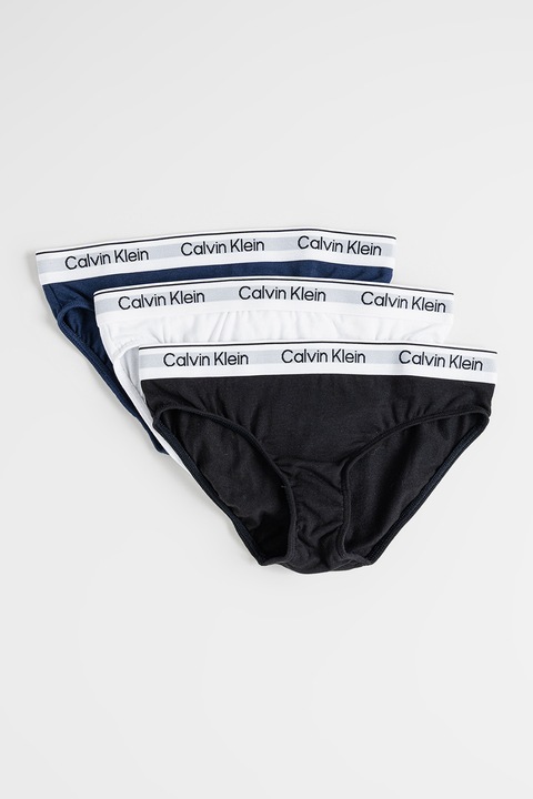 CALVIN KLEIN, Logós derekú bugyi szett - 3 db, Fehér/Fekete/Tengerészkék