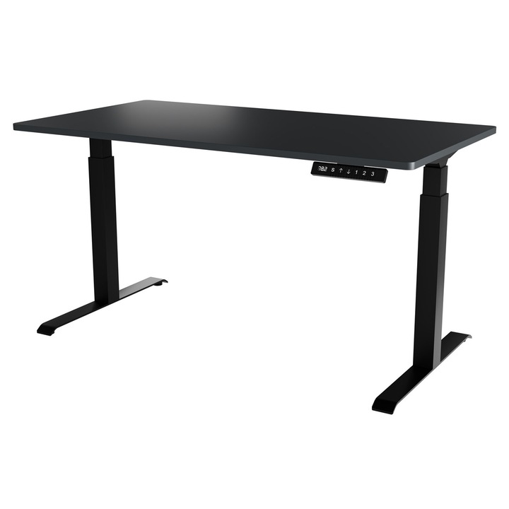 Birou Cama MEBLE Moon Long, electric, 150x80x72-120cm, negru/antracit