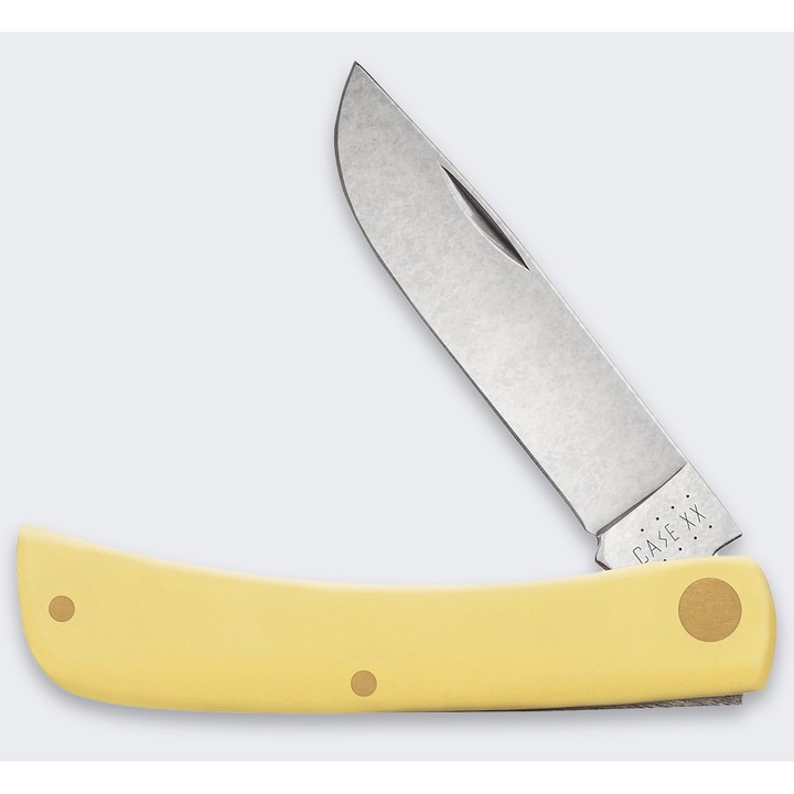 Cutit pliabil Case Sod Buster Jr, inox, maner sintetic galben, 7.1 cm
