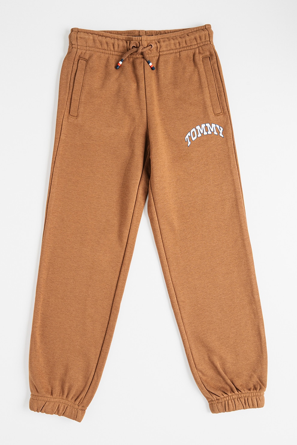 Tommy Hilfiger, Pantaloni de trening cu imprimeu logo, Maro, 164 CM