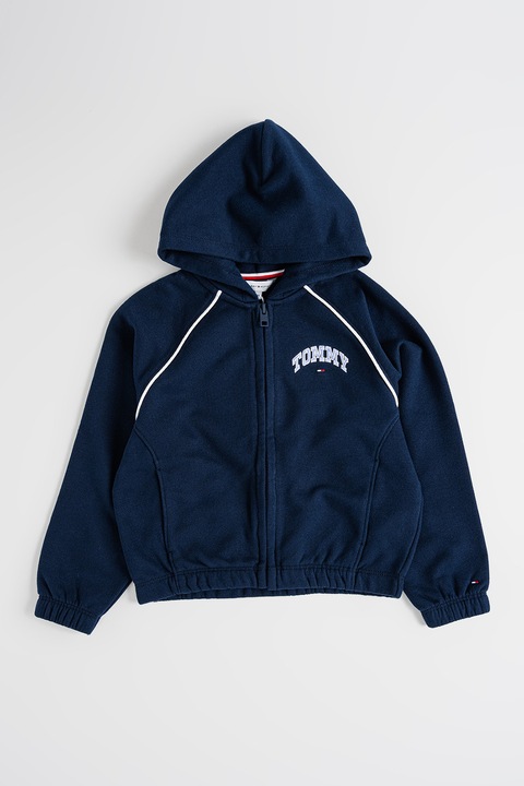 Tommy Hilfiger, Худи с цип и ръкави реглан, Тъмносин