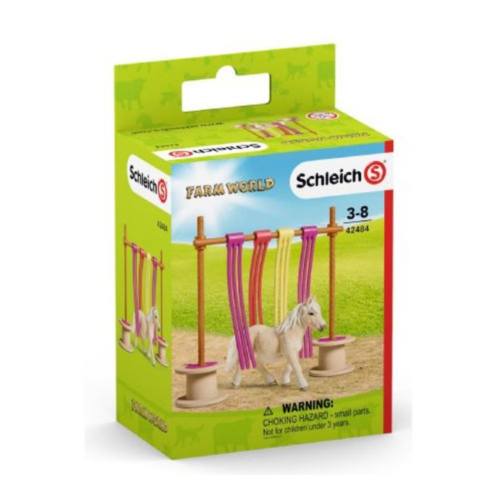 Комплект фигурка Schleich, палатка с панделки за пони, 2 платформи, 2 стълба, 2x2см