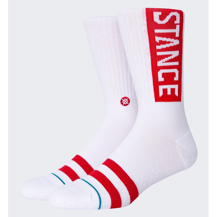 Sosete sport barbati, Carhartt, Skarpety Stance OG Crew, Alb / Rosu