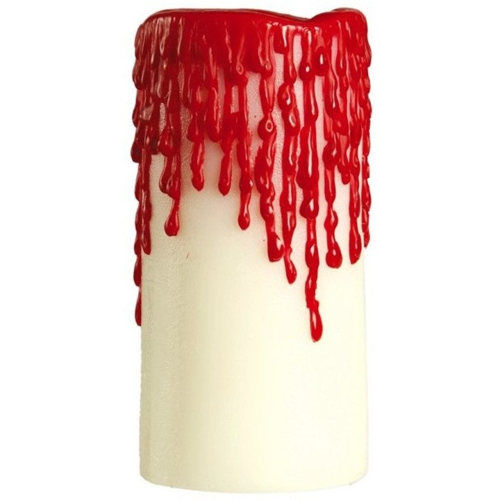 Lumanare decorativa Fiestas Guirca, 10x5cm, crem, efect de sange, set 1 bucata