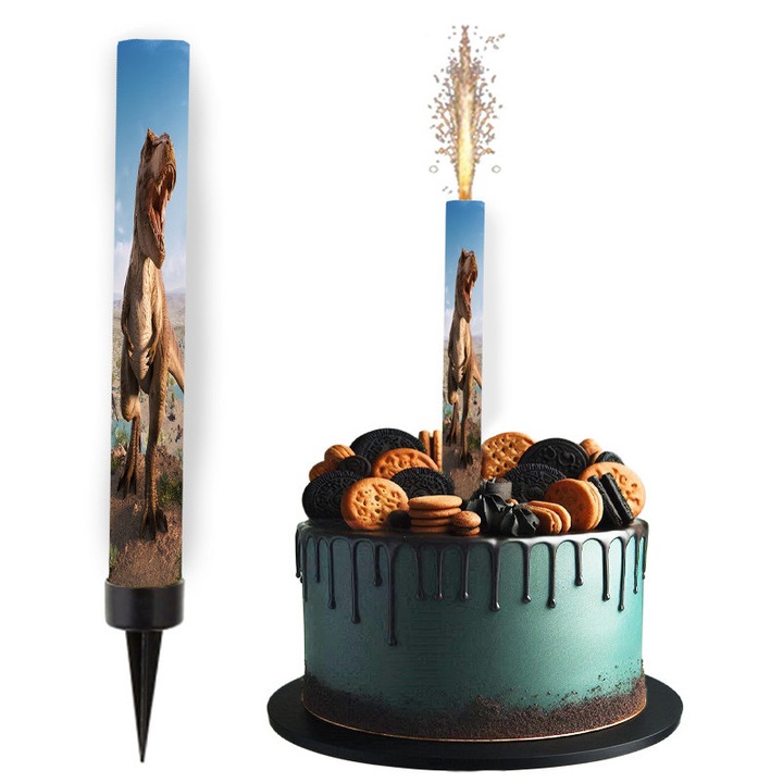 Fontana tort cu dinozaur, PartyPro, 18cm, set 1 buc.