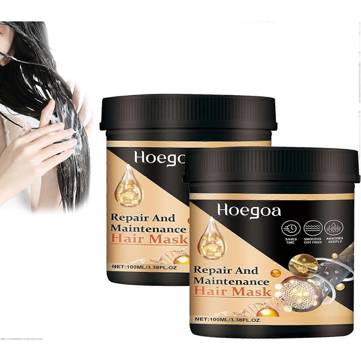 Masca de par, 2 bucati, Hoegoa, reparare si hidratare, pentru toate tipurile de par, 500ml