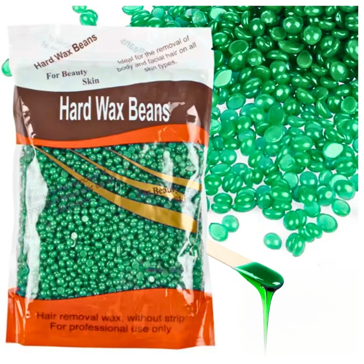 Szőrtelenítő gyanta gyöngyök, kemény granulátum, lábakra, Zolta, zöld, 100g