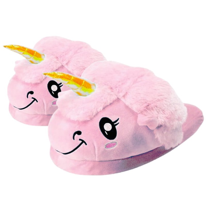 Papuci dama Onesies, unicorn roz, plus, microfibra, One Size INTL