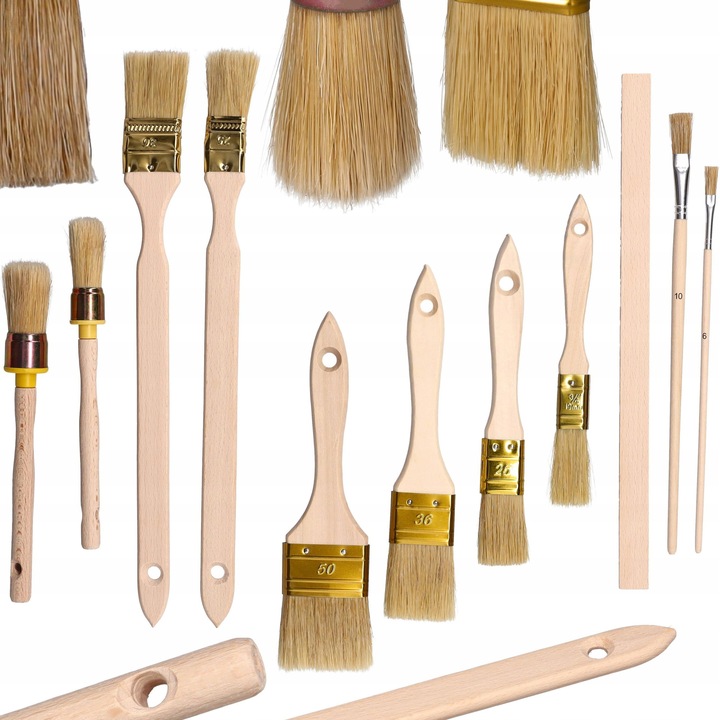 Set 11 Pensule de Vopsit ToolSpace, Pensule Plate, Ovale si pentru Radiatoare, Diverse Dimensiuni, Inclus Masuta de Amestecat