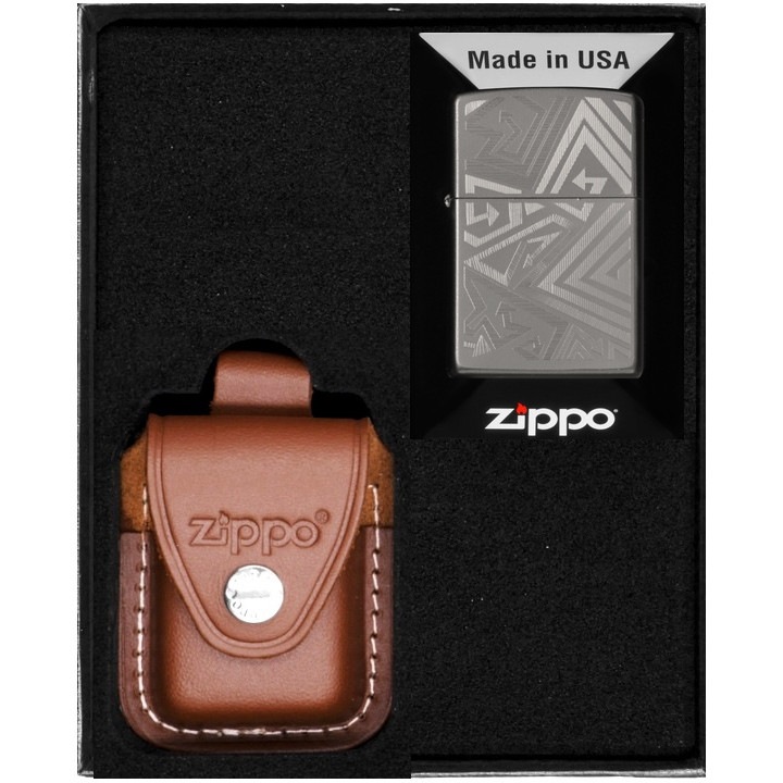Set Zippo, bricheta, design sageti, rezistenta la vant, cutie cadou