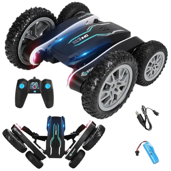 Masinarca cu telecomanda Starky, 15x15x8.5cm, neagra, set complet