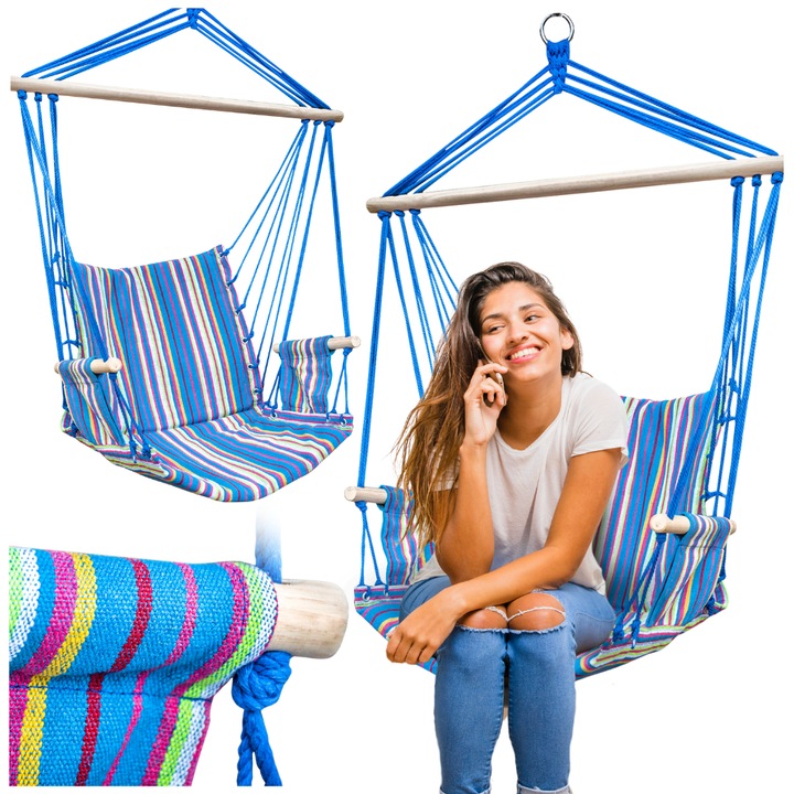 Fotoliu suspendat Zolta, hamac brazilian, 100% bumbac, 60x55cm, multicolor, max. 120kg