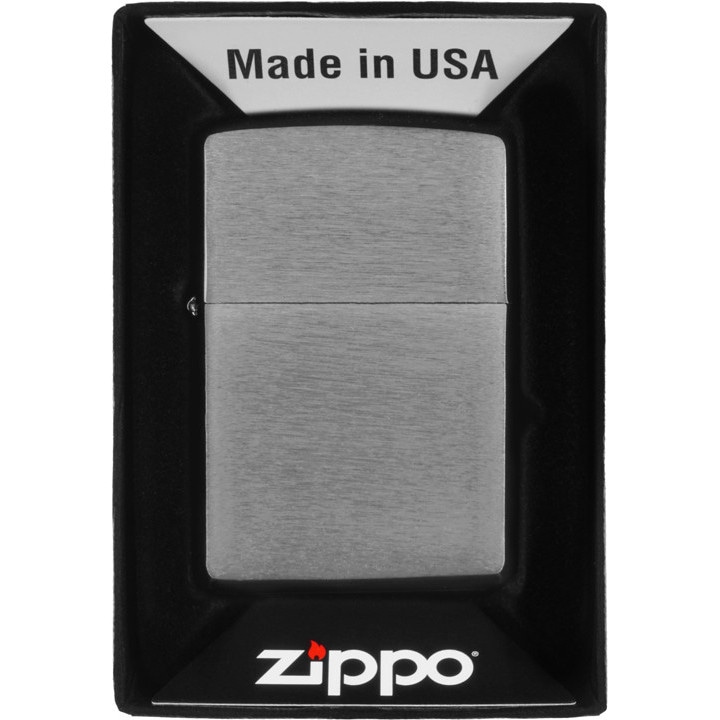 Set brichete Zippo, bricheta originala si etui din piele maro, rezistenta la vant, in cutie de cadou