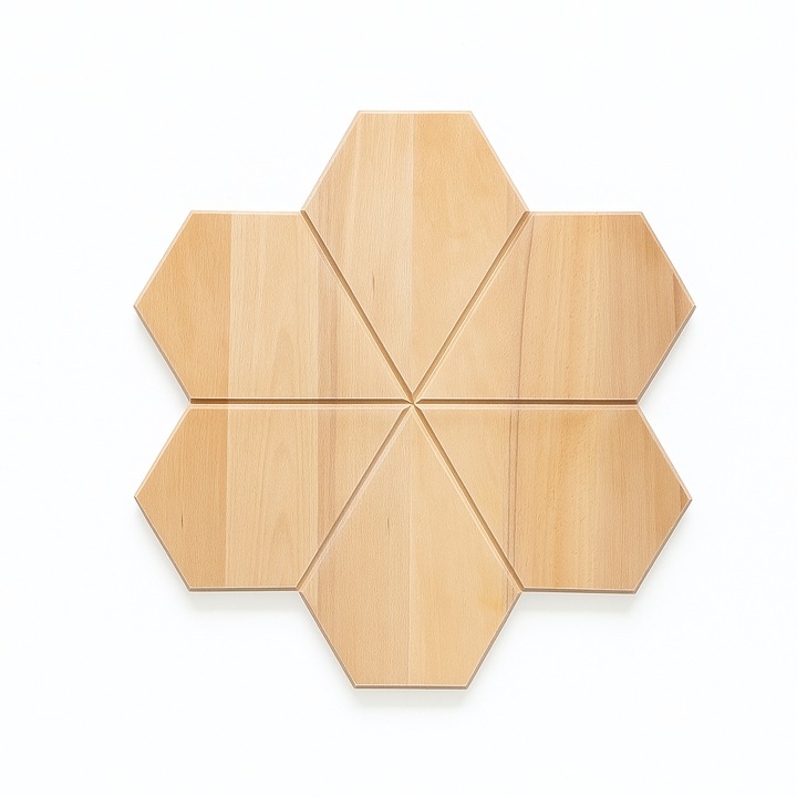 Panou decorativ, Darling Acoustic, model Fiore, lemn masiv de fag, 481x500mm