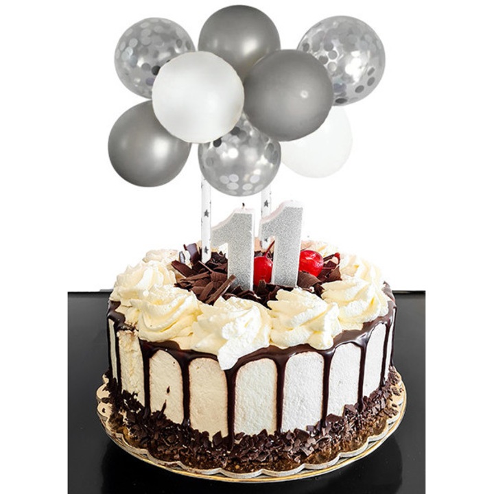 Lufi torta topper, PartyPro, 10 lufi szett, 2 szívószál, gyurma, többszínű, 20 cm