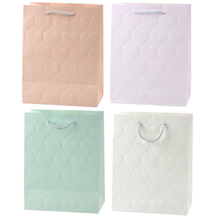 Torba prezentare eleganta cu taieturi in forma de inima, 23x18x10,5cm, set 12 bucati, culoare aleatorie