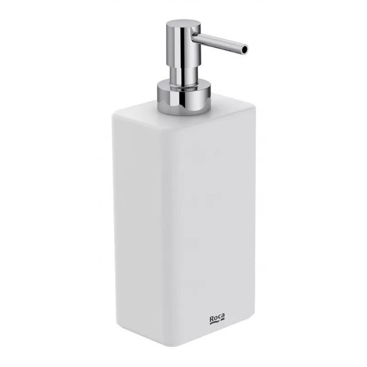 Dozator baie Roca Ona A817673C60, pe blat, 200 ml, plastic, Alb mat