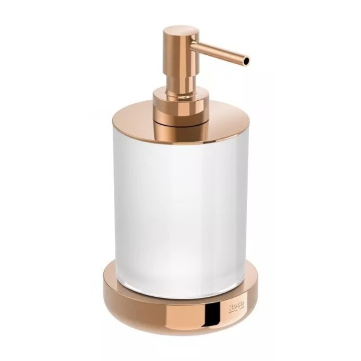 Dozator baie Roca Tempo A817026RG0, pe blat, 300 ml, metal/sticla, lucios, Rose gold