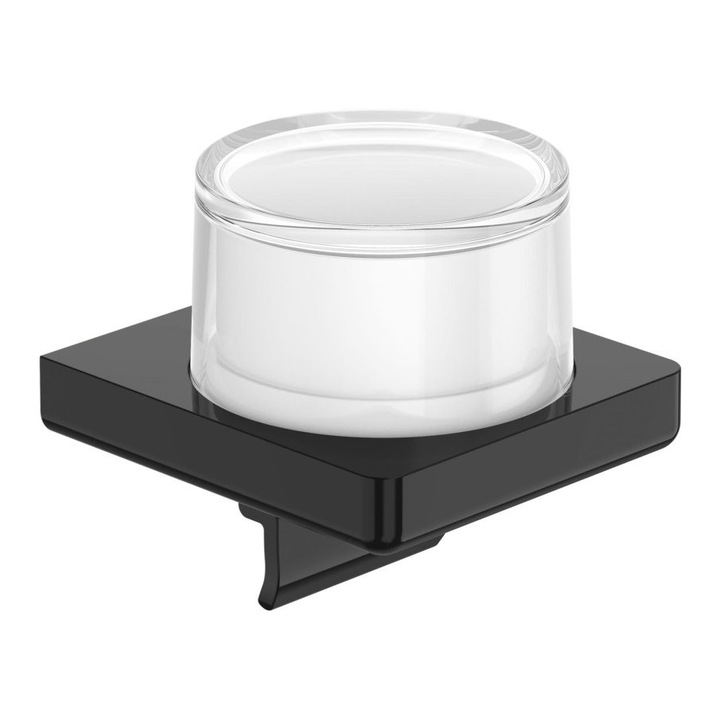 Dozator sapun Roca Tempo A817037CN0, montare pe perete, 160 ml, sticla/metal, Negru lucios