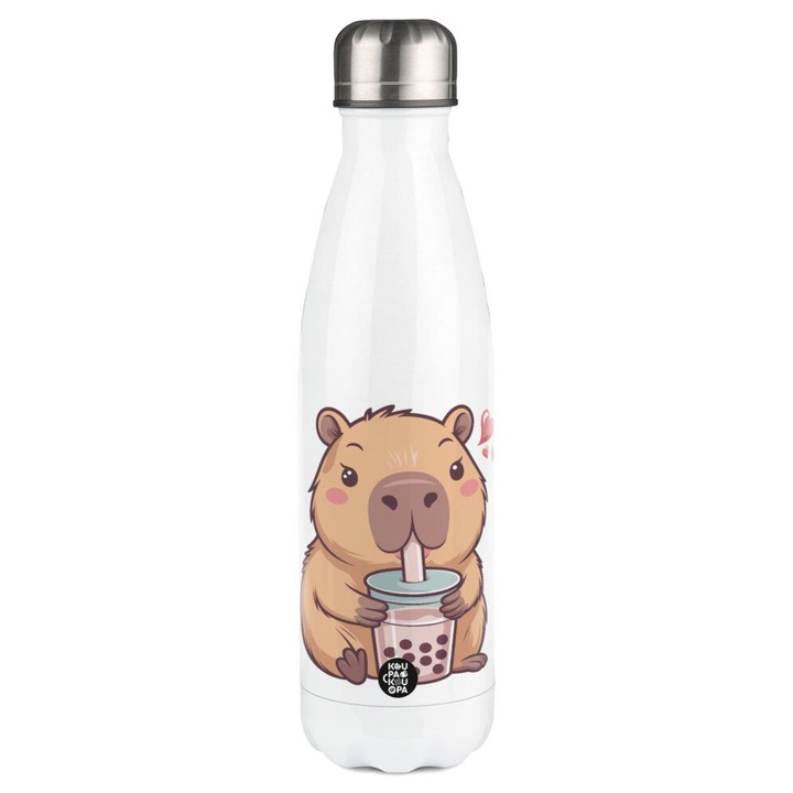 Termos din otel inoxidabil, 500ml, capac cu inchidere etansa, design ergonomic, alb