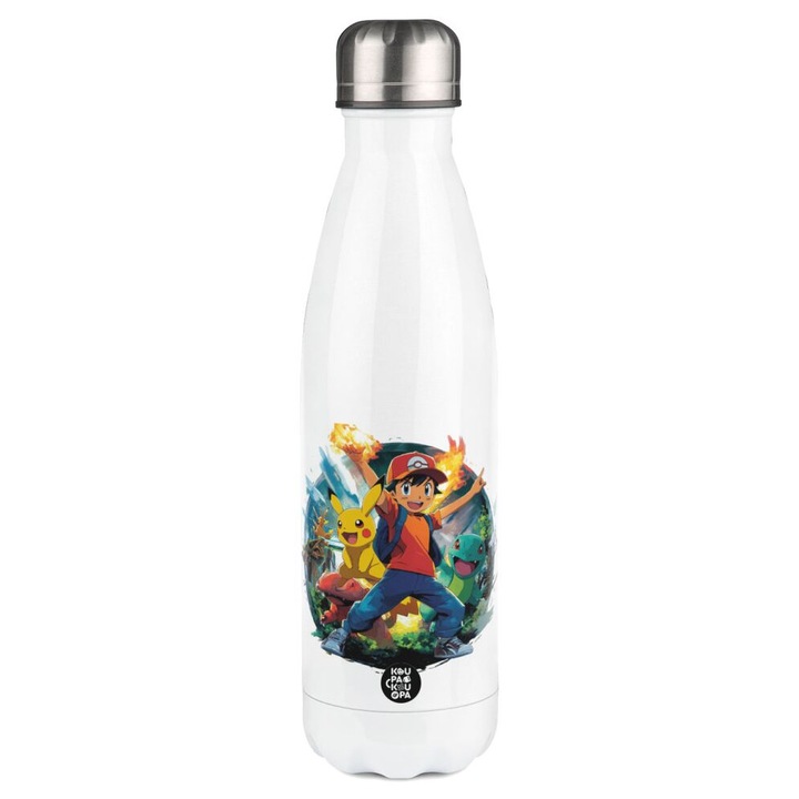 Termos din otel inoxidabil, 500ml, capac cu inchidere etansa, design ergonomic, alb