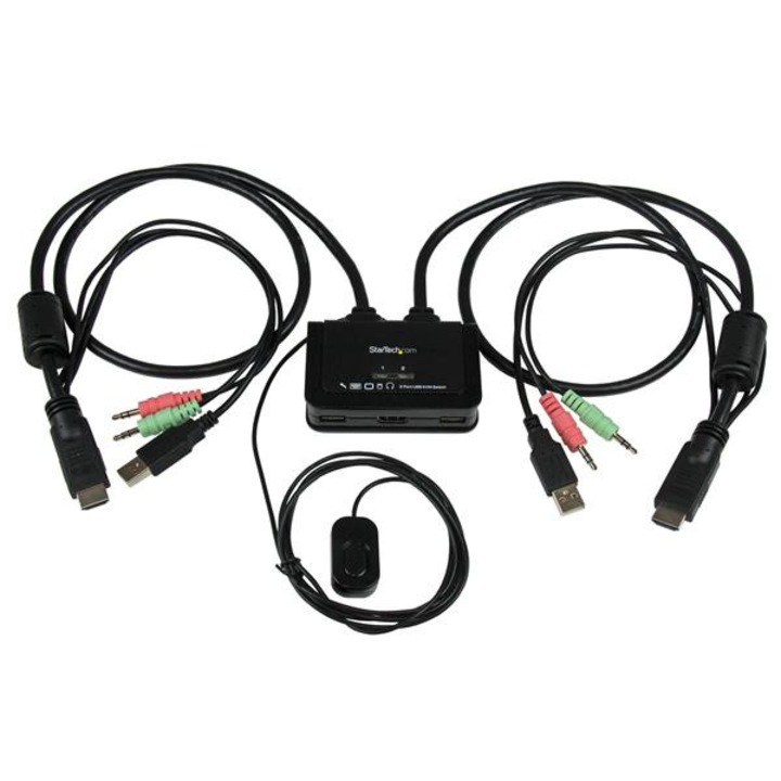 Startech - 2 portos USB HDMI kábel KVM kapcsoló hanggal és távirányítóval - SV211HDUA