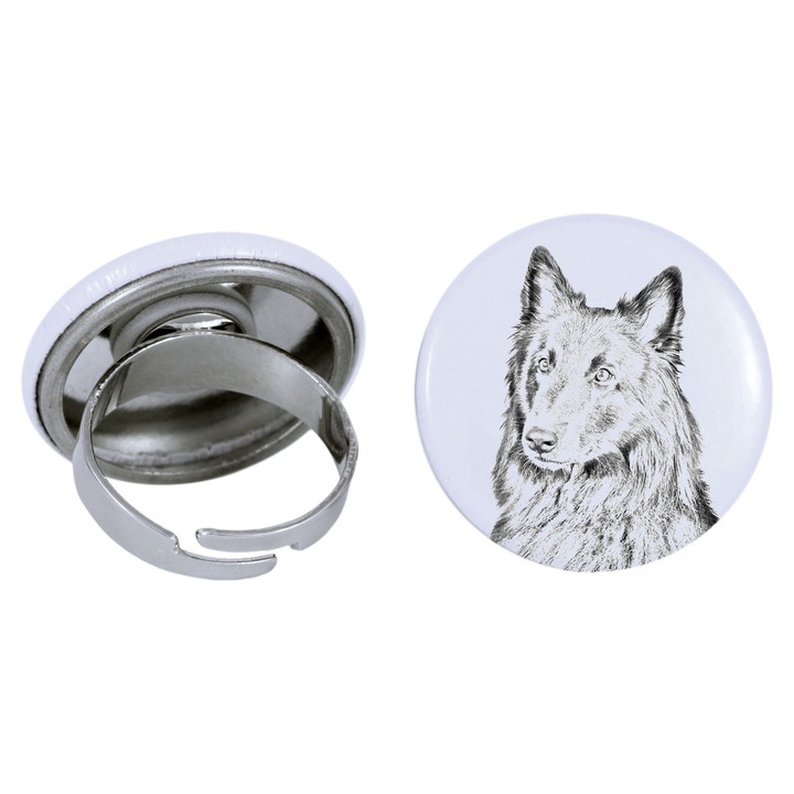 Inel dama Ciobanesc Belgian, Art-Dog, Lucrat manual, Ajustabil, 2.5cm