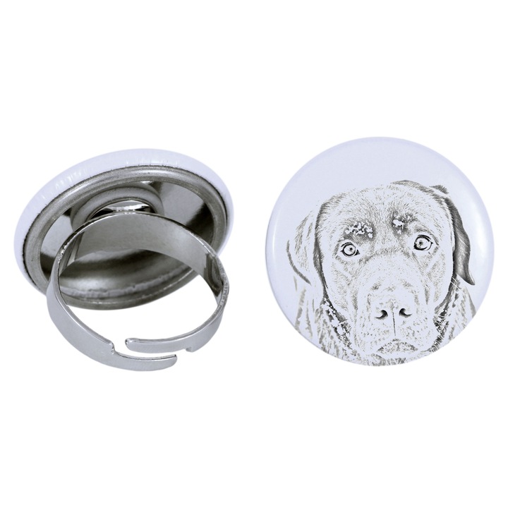 Inel dama Labrador Retriever, Art-Dog, Lucrat manual, Ajustabil, 2.5cm