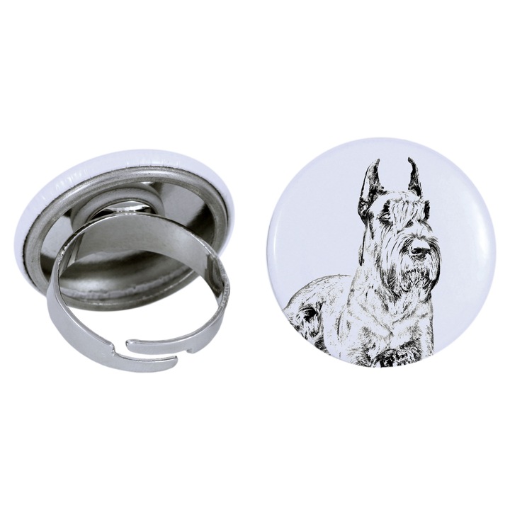 Inel dama Schnauzer, Art-Dog, Lucrat manual, Ajustabil, 2.5cm