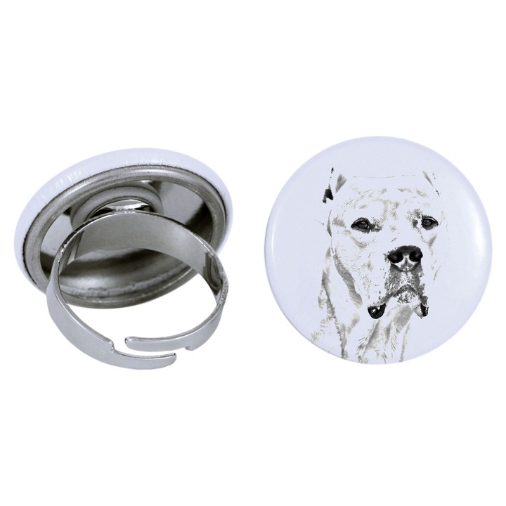 Női gyűrű, Argentin dog, Art-Dog, Kézzel készített, Állítható, 2,5cm