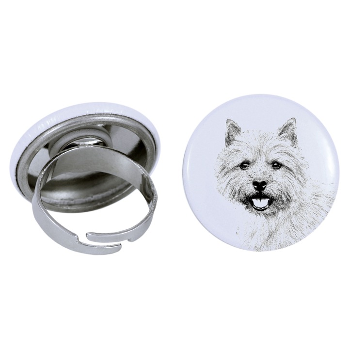 Inel dama Norwich Terrier, Art-Dog, Lucrat manual, Ajustabil, 2.5cm