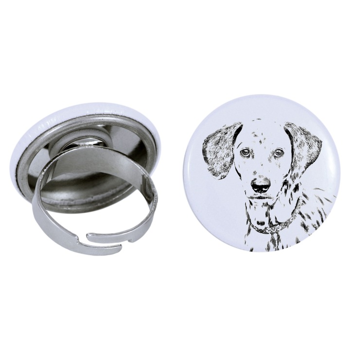 Inel Dalmatian, Art-Dog, Lucrat manual, Ajustabil, 2.5cm