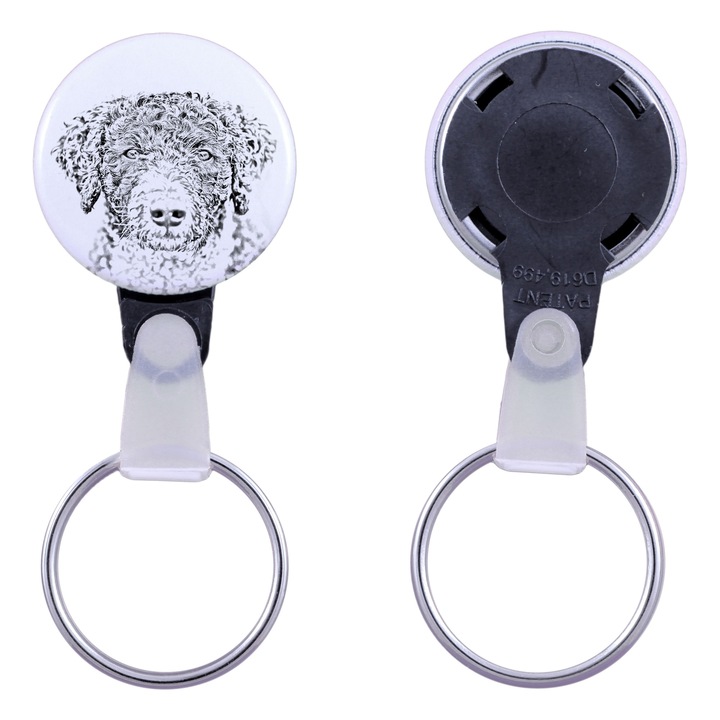 Kulcstartó spanyol vízi kutyával, Art-Dog, akril, 2,5 cm, személyre szabható