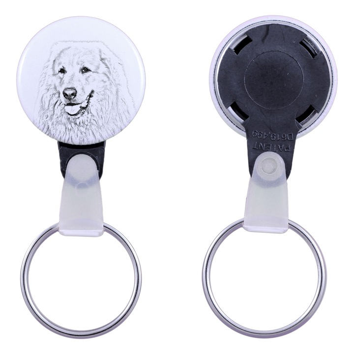 Kulcstartó pireneusi hegyikutyával, Art-Dog, akril, 2,5cm, személyre szabható